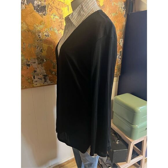 Vintage Eileen Fisher Woman Nlack Slinky Knit Lightweight Black One Button Cardi - Picture 5 of 10